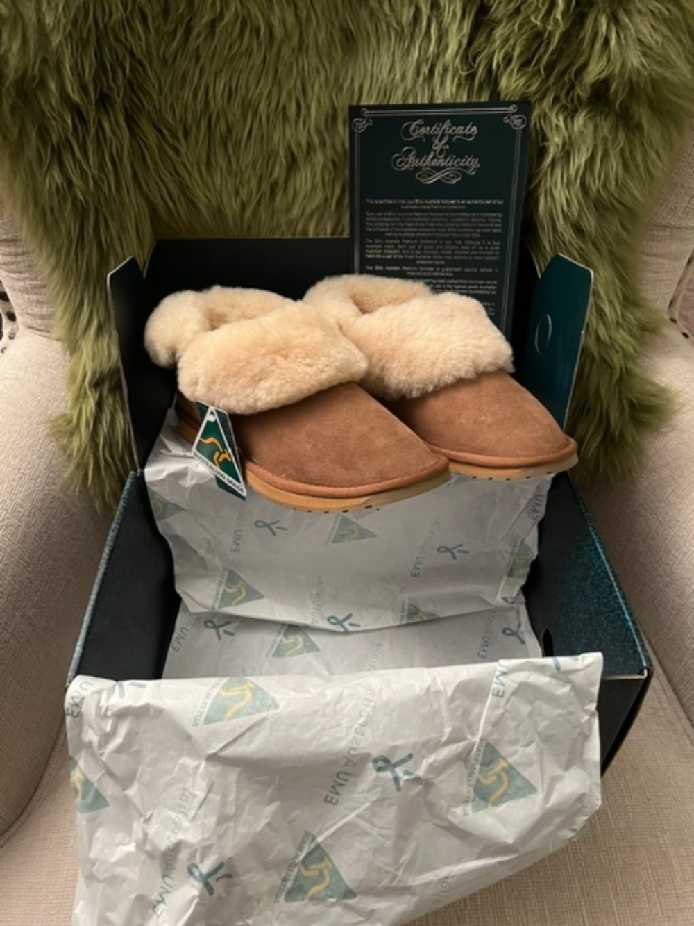 NWT - Emu Australia Women's Platinum Mintaro Sheepskin Slippers Chestnut Size 7